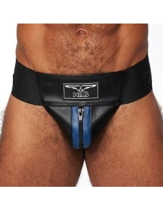 Jockstrap en cuir Mister B Noir-Bleu