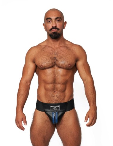 Jockstrap en cuir Mister B Noir-Bleu