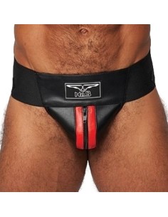 Jockstrap en cuir Mister B Noir-Rouge
