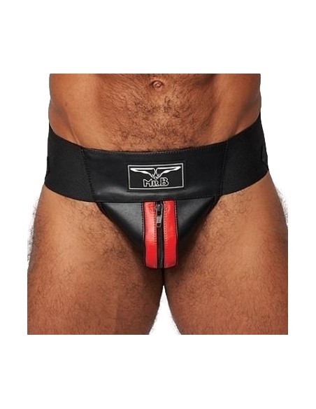 Jockstrap en cuir Mister B Noir-Rouge