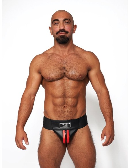 Jockstrap en cuir Mister B Noir-Rouge