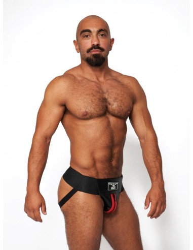 Jockstrap en cuir Mister B Noir-Rouge
