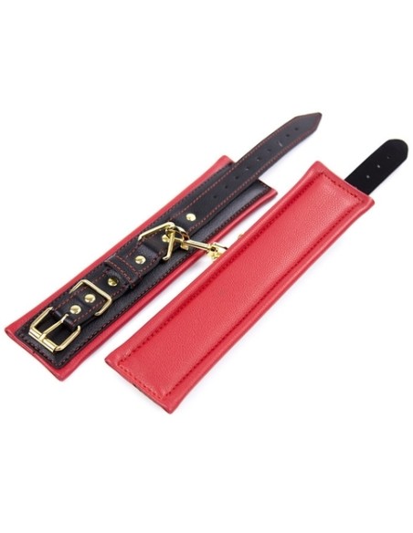 Menottes de poignets rembourrées Thicken Noir-Rouge