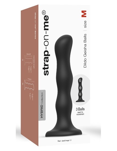 Plug Silicone Geisha Balls Strap-On-Me M 15 x 3.7cm Noir Plug Silicone Geisha Balls Strap-On-Me M 15 x 3.7cm Noir