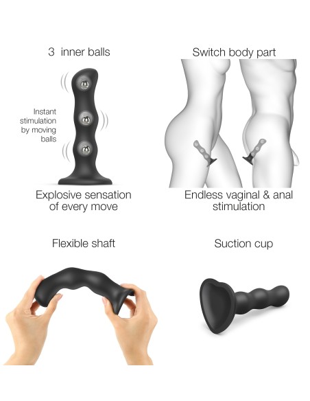 Plug Silicone Geisha Balls Strap-On-Me M 15 x 3.7cm Noir Plug Silicone Geisha Balls Strap-On-Me M 15 x 3.7cm Noir