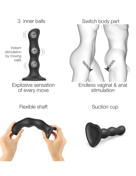 Plug Silicone Geisha Balls Strap-On-Me XL 17.5 x 4.2cm Noir Plug Silicone Geisha Balls Strap-On-Me XL 17.5 x 4.2cm Noir