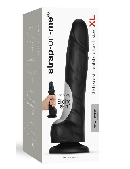 Gode Sliding Skin Strap-On-Me XL 15.5 x 4.3cm Noir