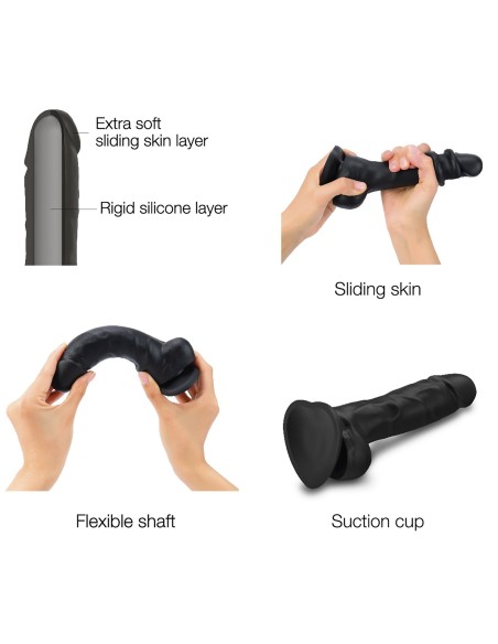 Gode Sliding Skin Strap-On-Me XL 15.5 x 4.3cm Noir