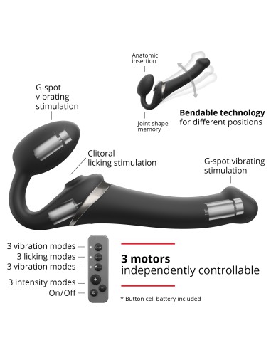 Dildo Multi Orgasm Strap-On-Me L 15.5 x 4.2cm Noir