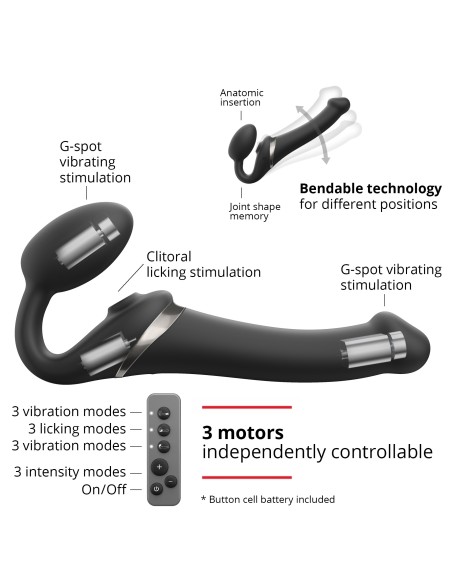 Dildo Multi Orgasm Strap-On-Me L 15.5 x 4.2cm Noir