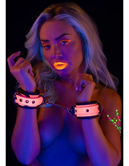 Menottes phosphorescentes pour poignets Glow Pink Taboom