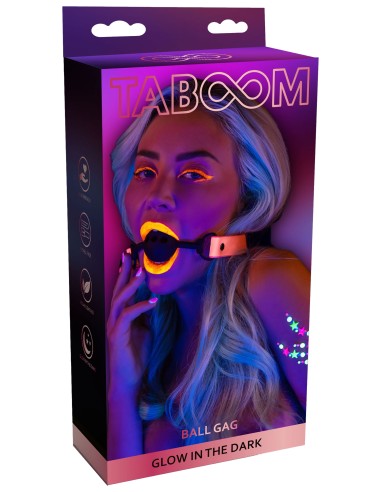 Bâillon Boule phosphorescent Glow Pink Taboom 40mm