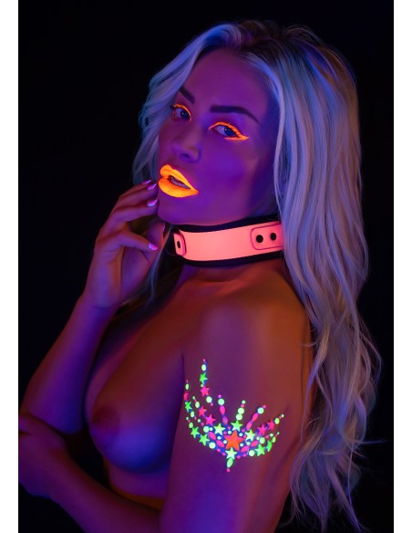 Collier-Laisse phosphorescent Glow Pink Taboom