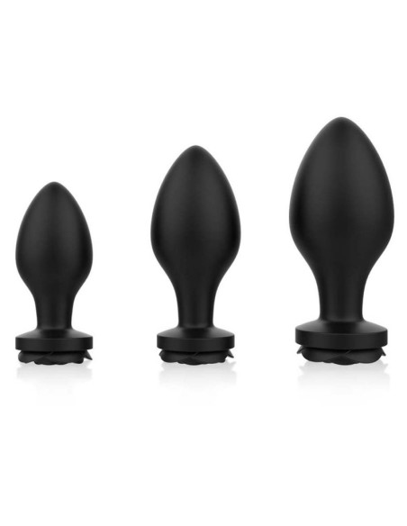 Lot de 3 plugs bijou Silicone Rosa Noirs