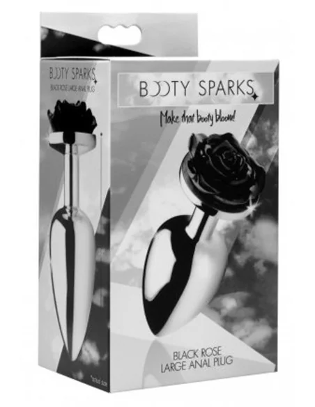 Plug Bijou avec Rose noire - 8.5 x 4.1 cm LARGE