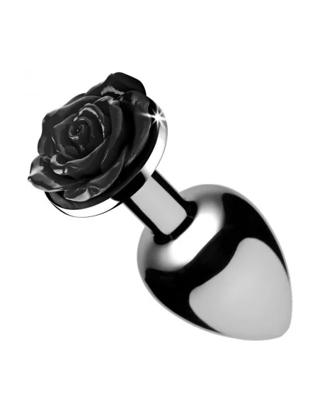 Plug Bijou avec Rose noire - 8.5 x 4.1 cm LARGE