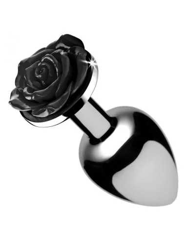 Plug Bijou avec Rose noire - 6.5 x 2.7 cm SMALL