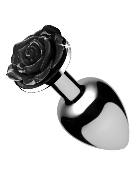 Plug Bijou avec Rose noire - 6.5 x 2.7 cm SMALL