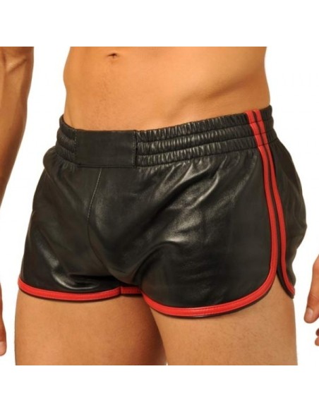Short en cuir Fist Noir-Rouge