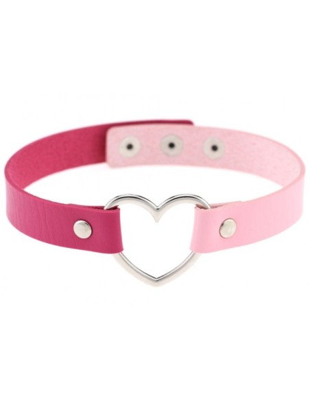Ras de cou Heart Duo Rose-Fuchsia