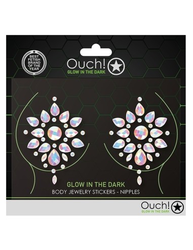 Stickers Cache-seins strass phosphorescents Glow Nipples