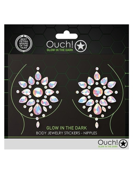Stickers Cache-seins strass phosphorescents Glow Nipples