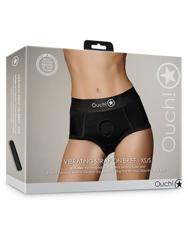 Culotte vibrante Strap-On Brief Noire