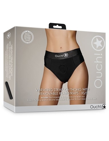 Jock String vibrant Strap-On Thong Rear Open Noir