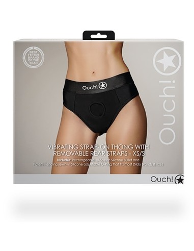 Jock String vibrant Strap-On Thong Rear Open Noir