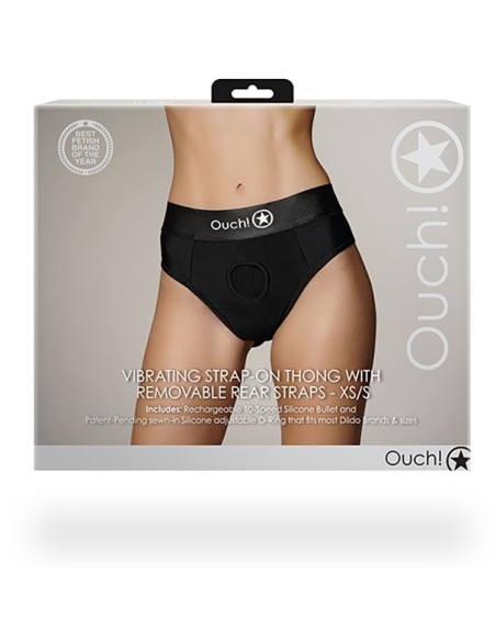 Jock String vibrant Strap-On Thong Rear Open Noir