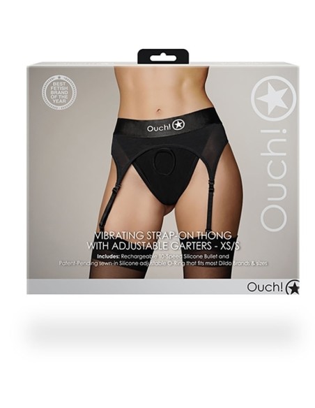 Porte-Jarretelles vibrant Strap-On Thong Garters Noir