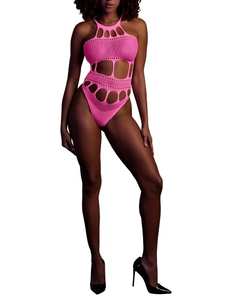 Body à encolure grecque Rose Fluo