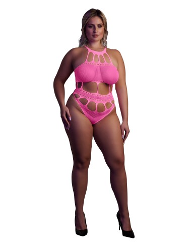 Body à encolure grecque Rose Fluo