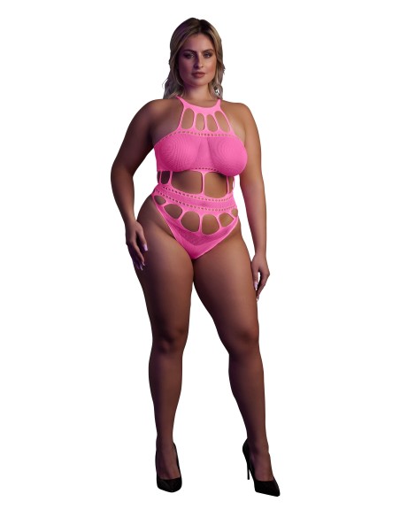 Body à encolure grecque Rose Fluo