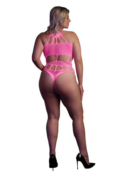 Body à encolure grecque Rose Fluo