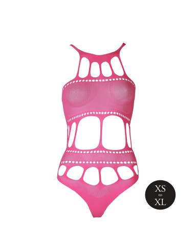 Body à encolure grecque Rose Fluo