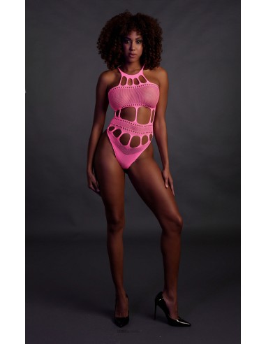 Body à encolure grecque Rose Fluo