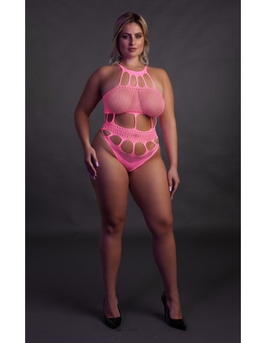 Body à encolure grecque Rose Fluo