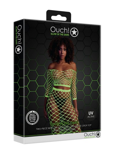 Bustier et Robe Filet Épaules dénudées Vert Fluo