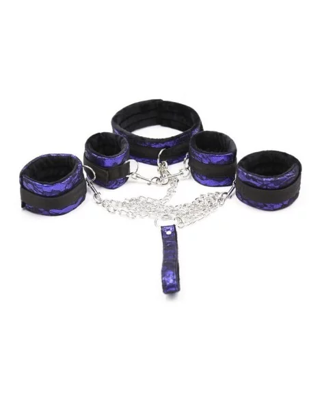 Kit Bondage avec Collier et Menottes Violet Kit Bondage avec Collier et Menottes Violet