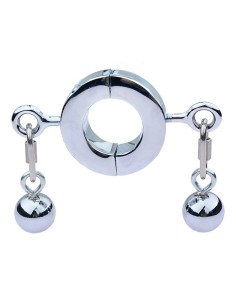 Ballstretcher en métal avec Boules Testicle M 32mm - Hauteur 20mm - Poids 485g Argenté