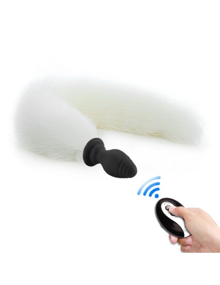 Plug Queue Vibrant Fox Tail Vibe 6.5 x 3.2cm - Queue 40cm Blanche Plug Queue Vibrant Fox Tail Vibe 6.5 x 3.2cm - Queue 40cm Blanche