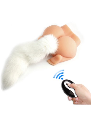Plug Queue Vibrant Fox Tail Vibe 6.5 x 3.2cm - Queue 40cm Blanche