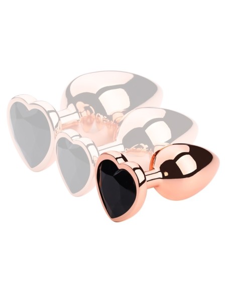 Plug Bijou Anal Gold Heart S 6 x 2.7cm Noir