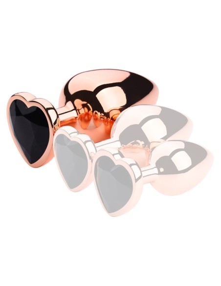 Plug Bijou Anal Gold Heart L 8 x 4.1cm Noir