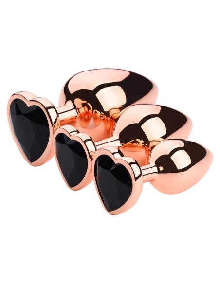 Plug Bijou Anal Gold Heart L 8 x 4.1cm Noir