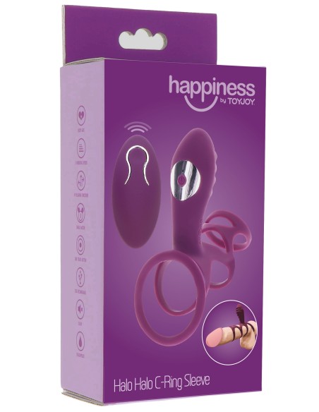 Étui pénien vibrant Halo Halo C-Ring Happiness 7cm Violet
