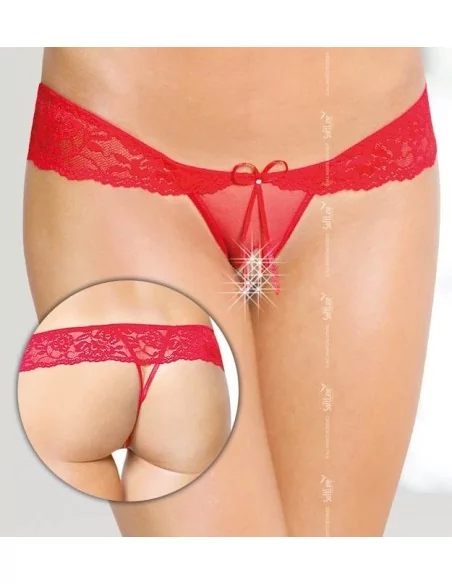 String ouvert avec strass - Rouge