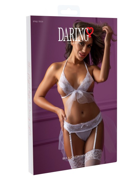 Ensemble 2 Pièces Soutien-Gorge et Porte-Jarretelles Blanc