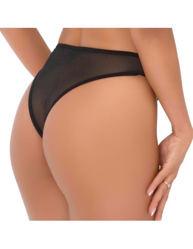 String avec ouverture intime Crotch Hip Noir